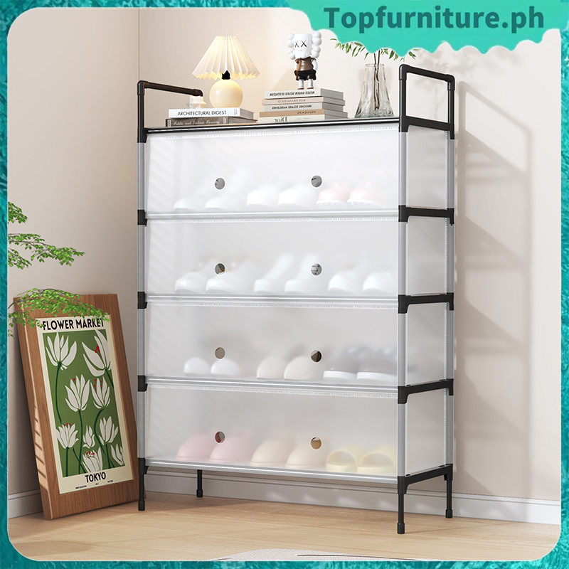 TOP - 3/4/5 Layers Shoe Rack Organizer with Cover Simple Stackable ...