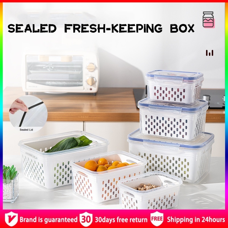 Kitchen Refrigerator Keep fresh food preservation drain storage boxes ...