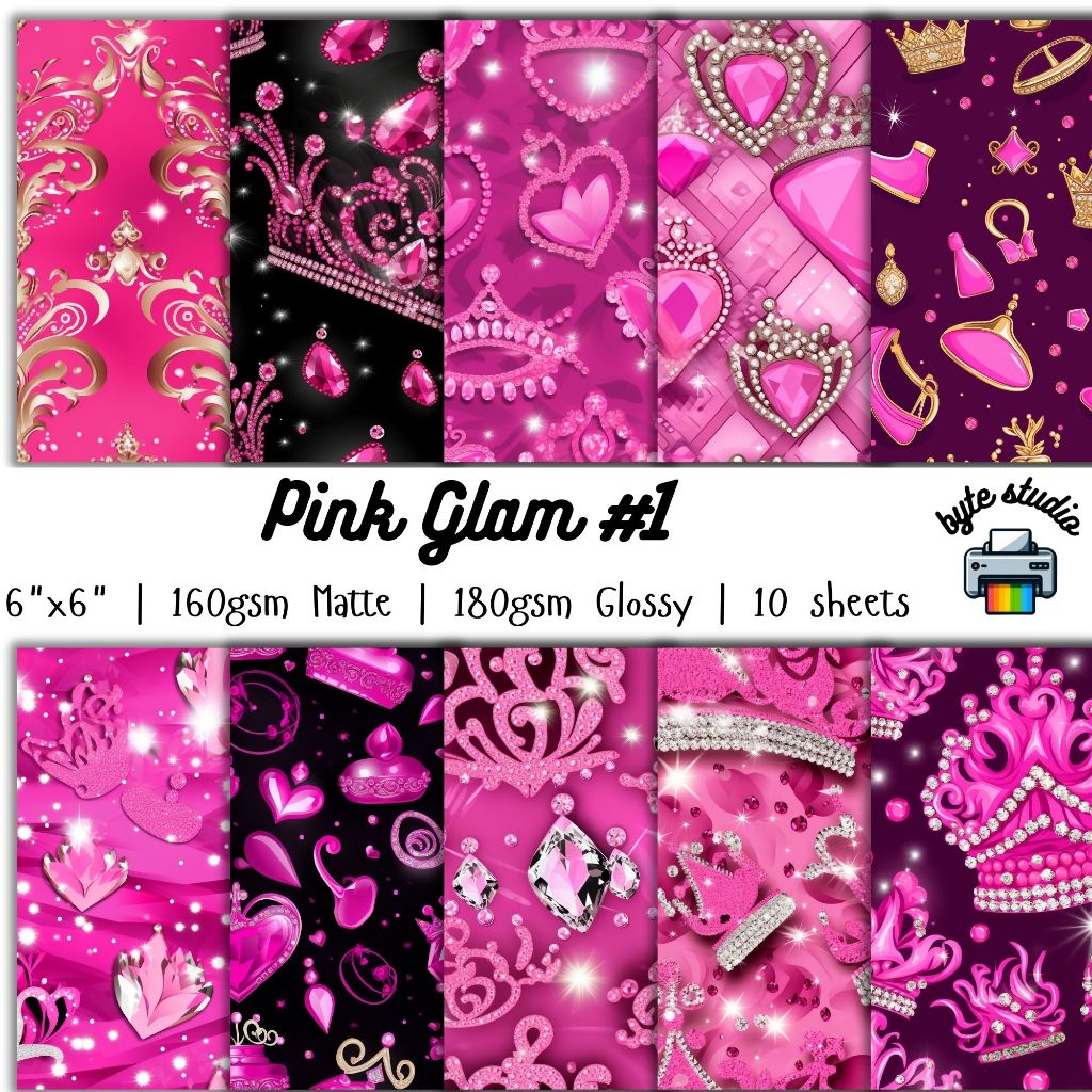 10 Sheets Pink Glam #1 by byte studio | Cardstock Craft Paper Junk ...