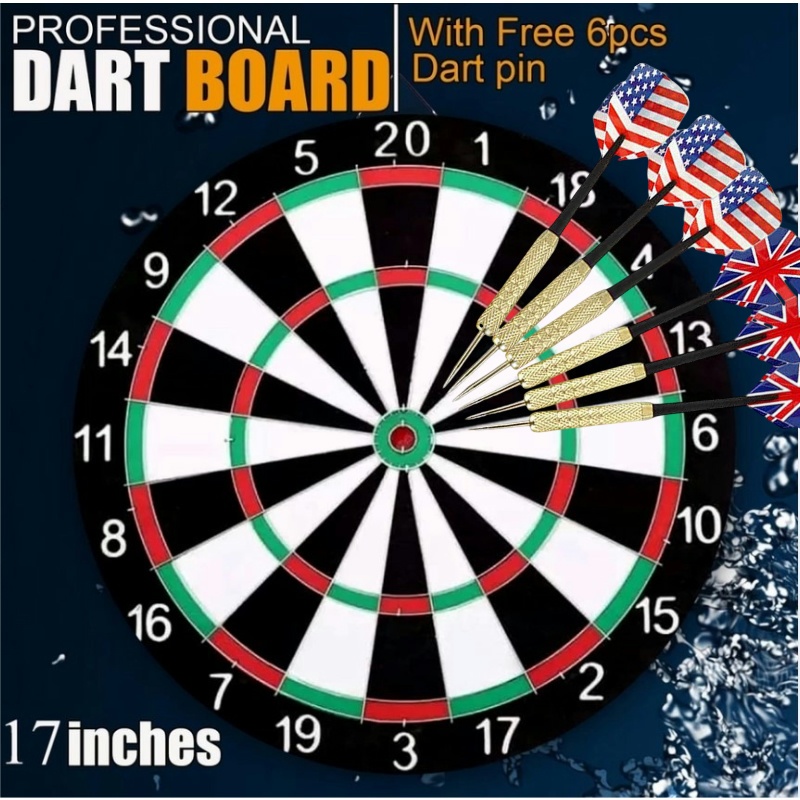 【COD】Solid Wood Dart Board Set 17 Inch Professional Dart Board Double ...