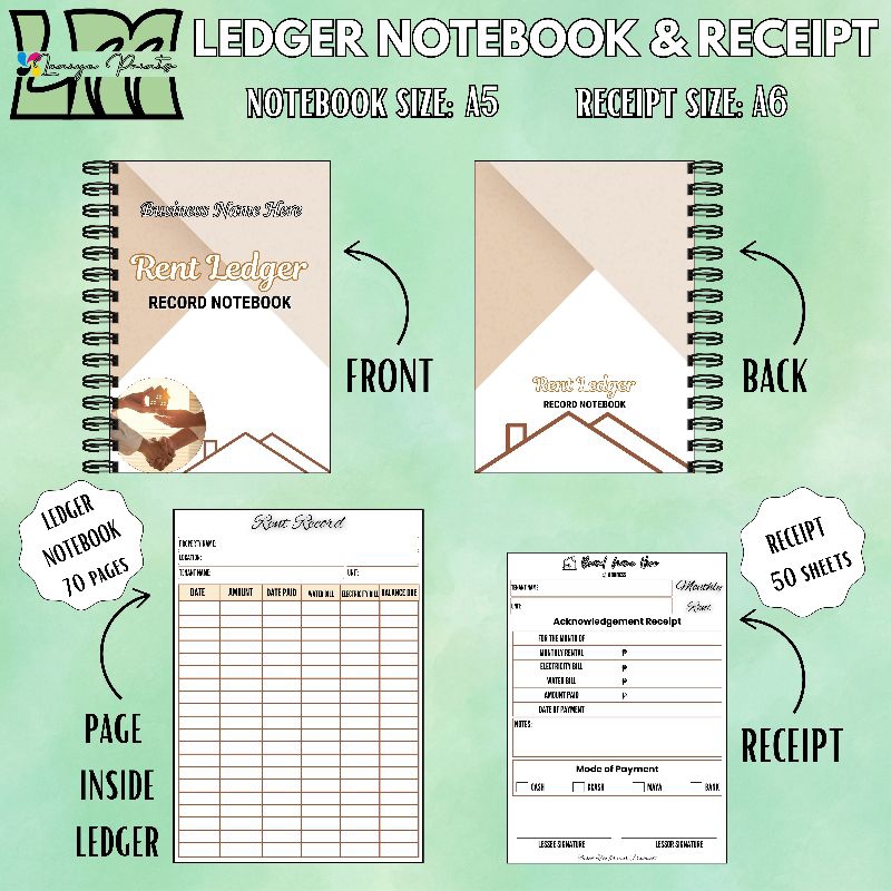 LEDGER NOTEBOOK & RECEIPT | WITH CUSTOMIZED BUSINESS NAME | Shopee ...