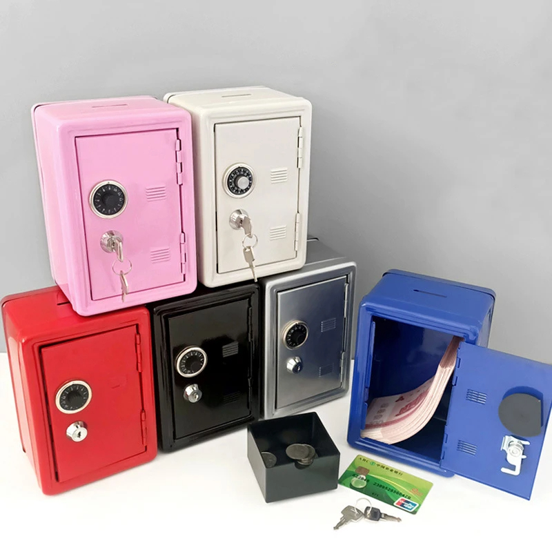 Mini Metal Safe Box Pink Organizer Key Deposit Box Kawaii Piggy Bank ...