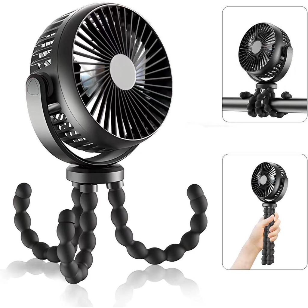 Portable Fan Flexible Octopus Stroller Fan Clip Fan USB Rechargeable ...