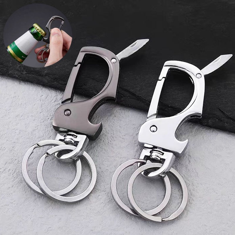 Simple Men's Multi-Function Keychain Bottle Opener Keyring With ...