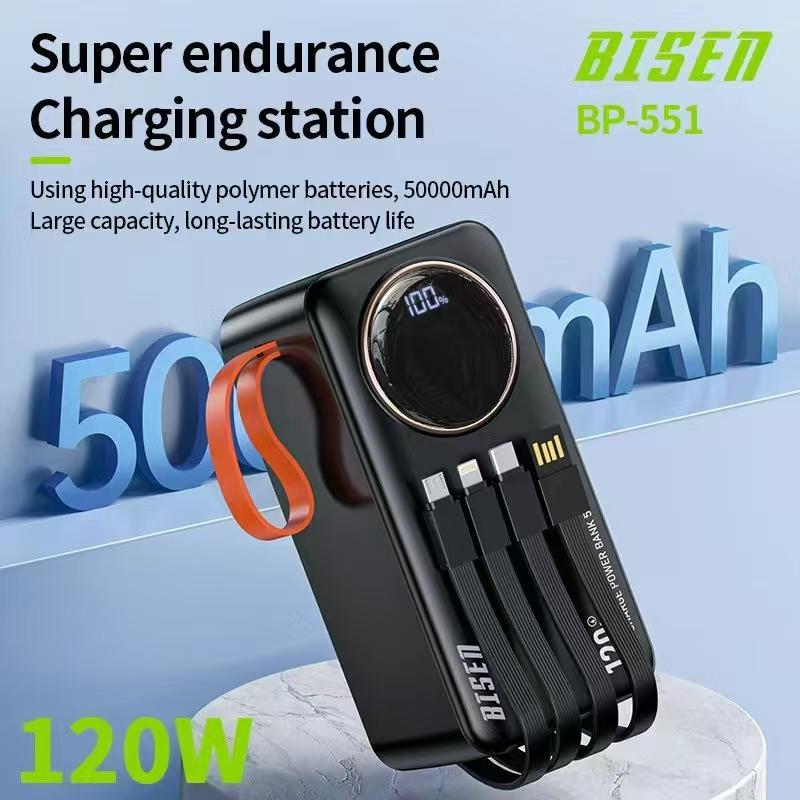 BISEN BP-551 50000mAh 120W Super Fast Charging Bank With LED Light ...