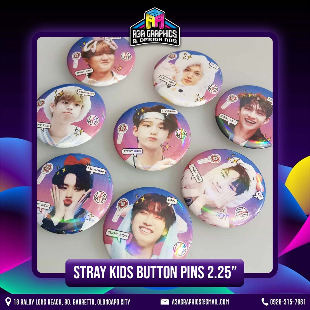 Stray Kids Rainbow Button Pins 2.25