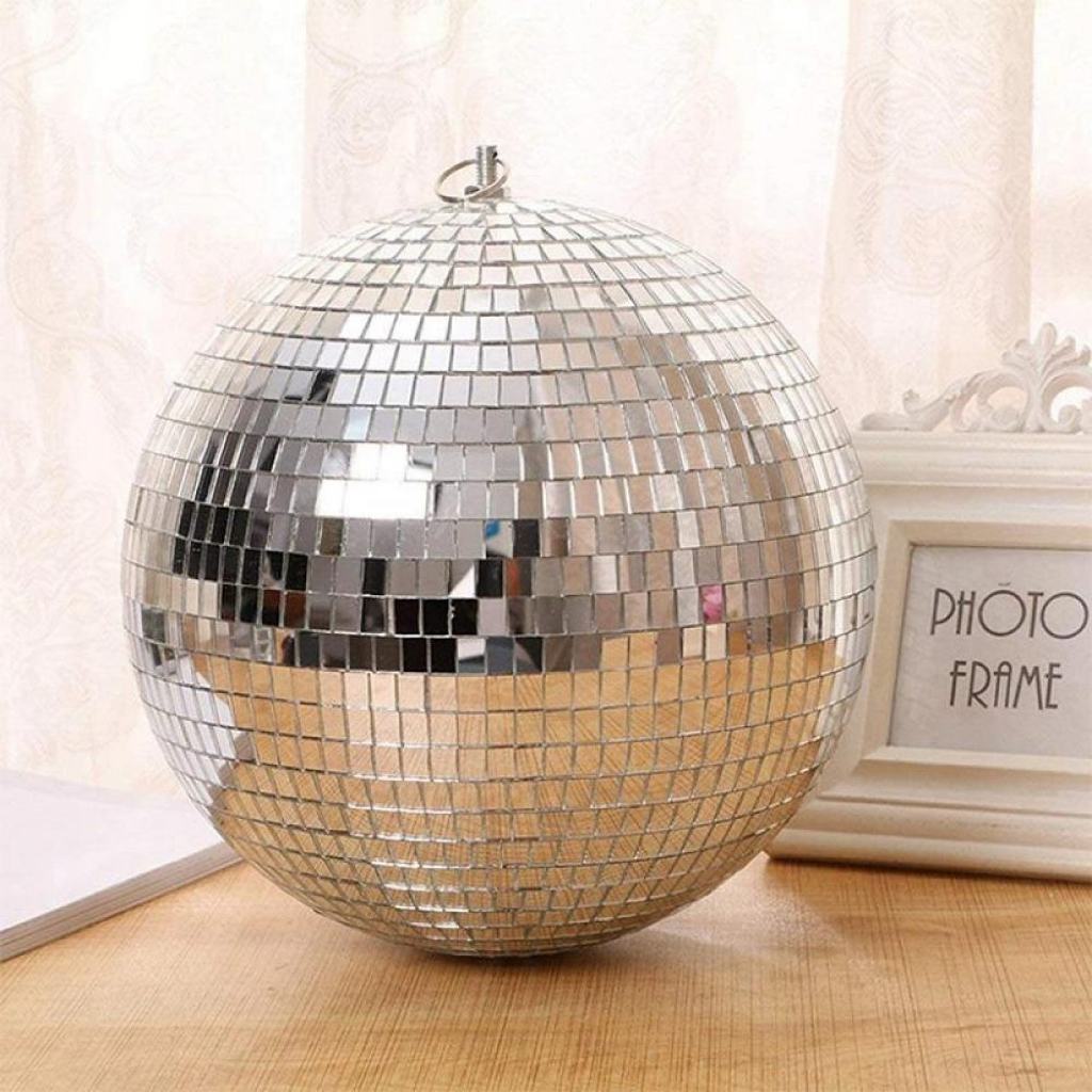 Mirror disco ball, stage lighting, rotating glass ball, large party ...