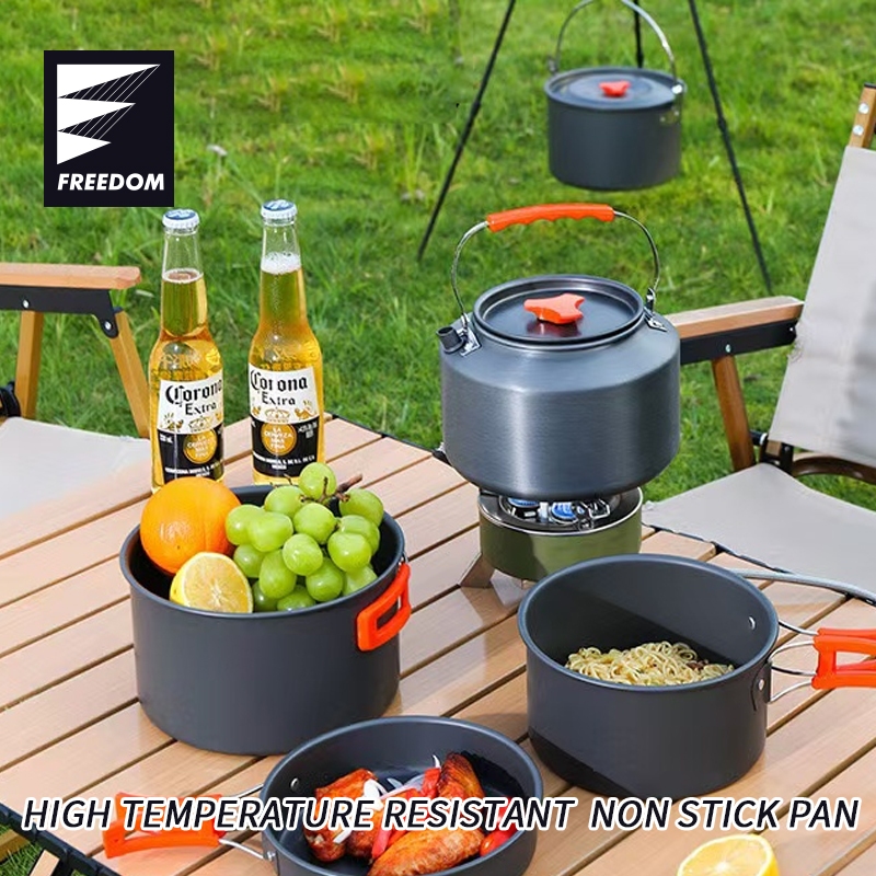 Camping Cooking Set 10 PCS Portable Pot Camping Cookware Kit Outdoor ...