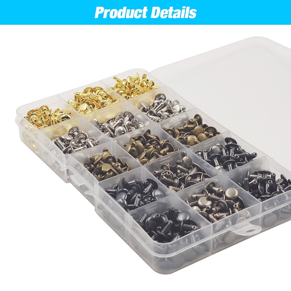 6/8mm Metal Double Cap Rivets Studs Round Rivet With Tool Kit For ...
