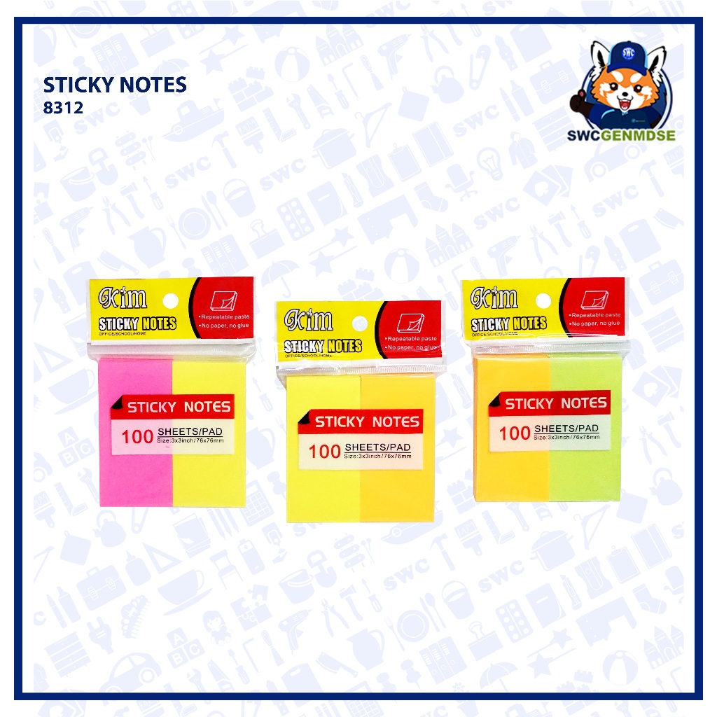 KIM Sticky Notes | 3 x 3 IN | 100 Sheets | 8312 | Shopee Philippines