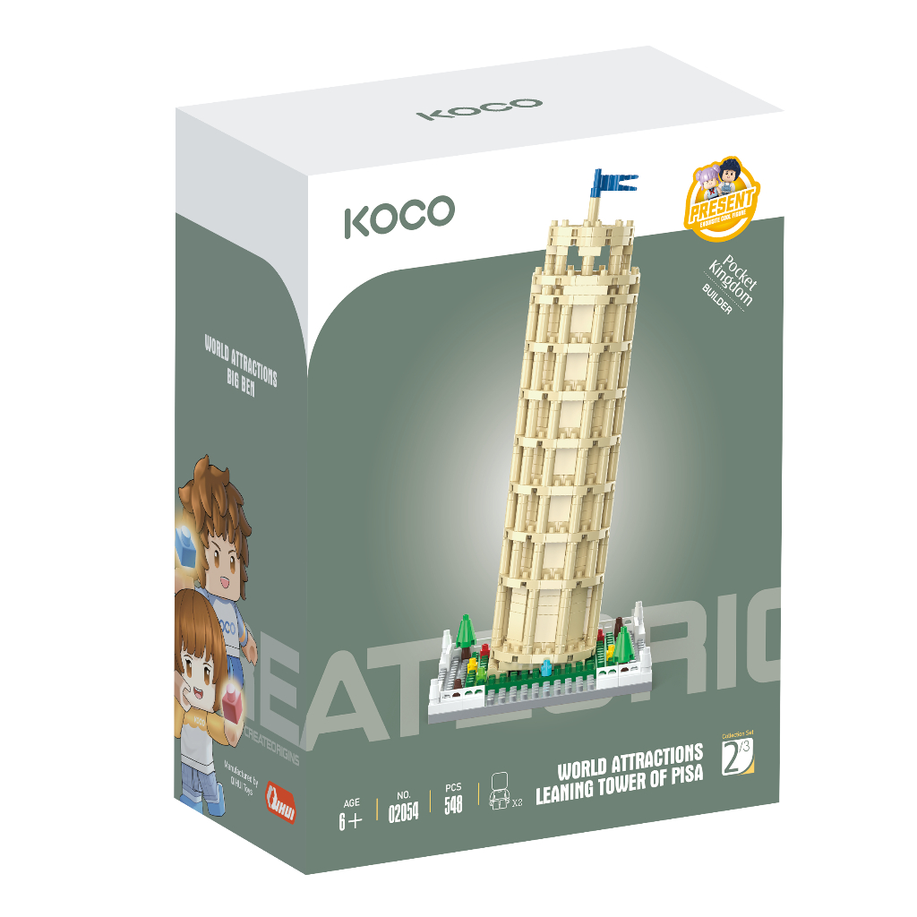 KOCO Bricks World Attractions Leaning Tower of Pisa-548pcs.,Building ...