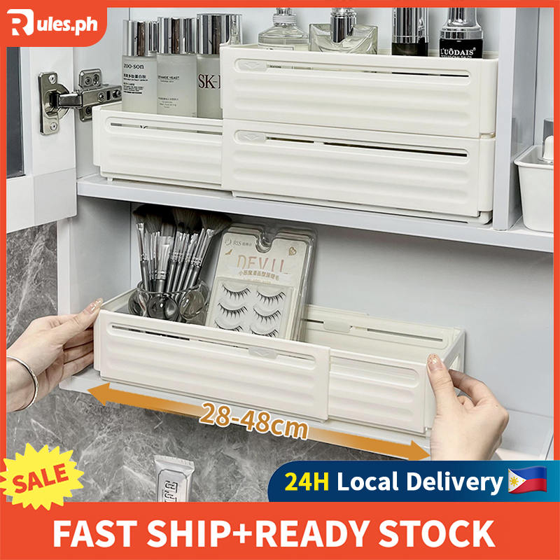 Rules Bathroom Cabinet Organizer Extendable Storage Bin Box Toiletry ...
