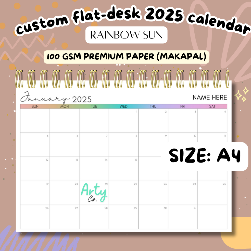 ARTYCO PERSONALIZED FLAT DESK 2025 CALENDAR PLANNER CUSTOMIZED Shopee