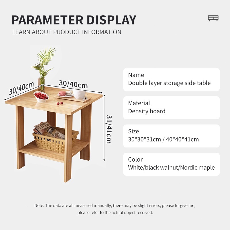 Nordic Bedside Table Small Square Desk Coffee Table Simple Sofa Side ...