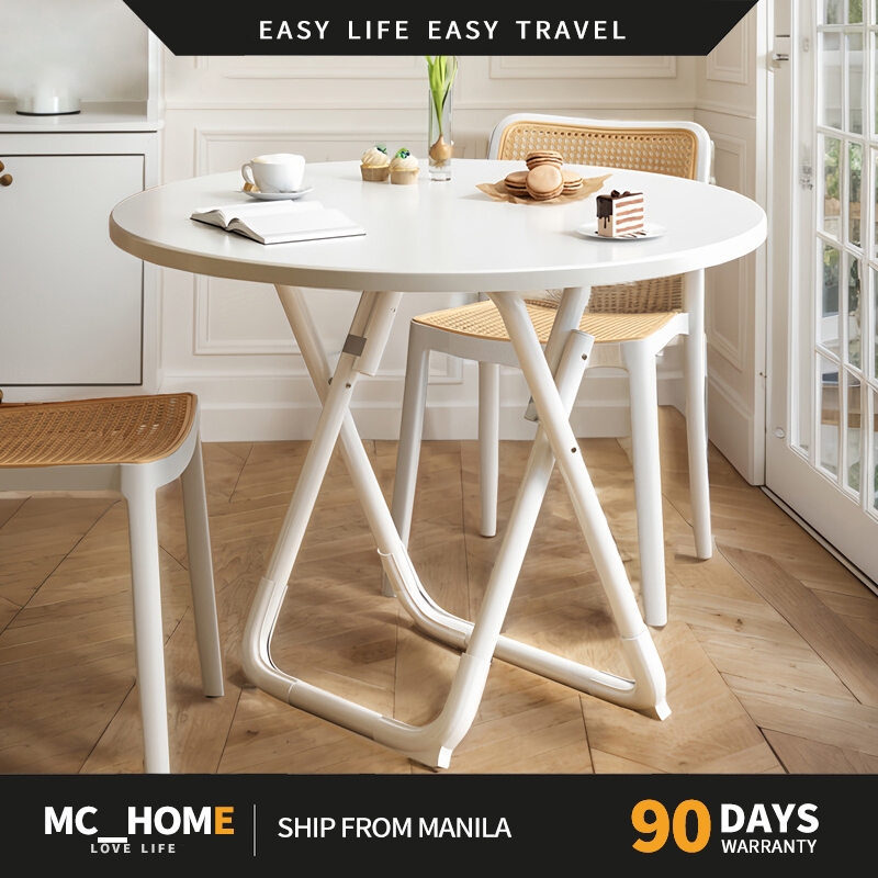 MC&HOME Round Table Foldable 60cm Nordic Solid Wooden Heavy Duty ...