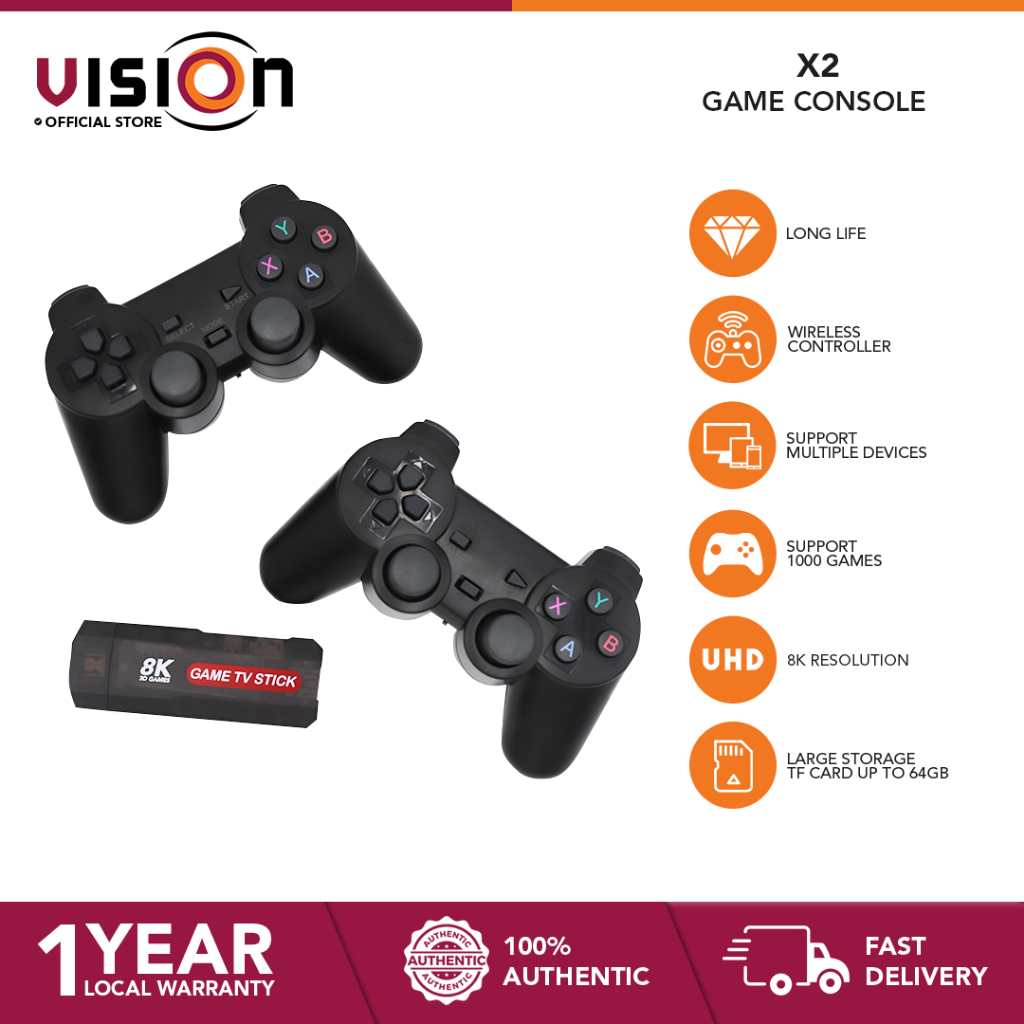 Vision X2 Android TV Box + TV Stick 2 in 1 3D Game Console 4K HD 30000 ...