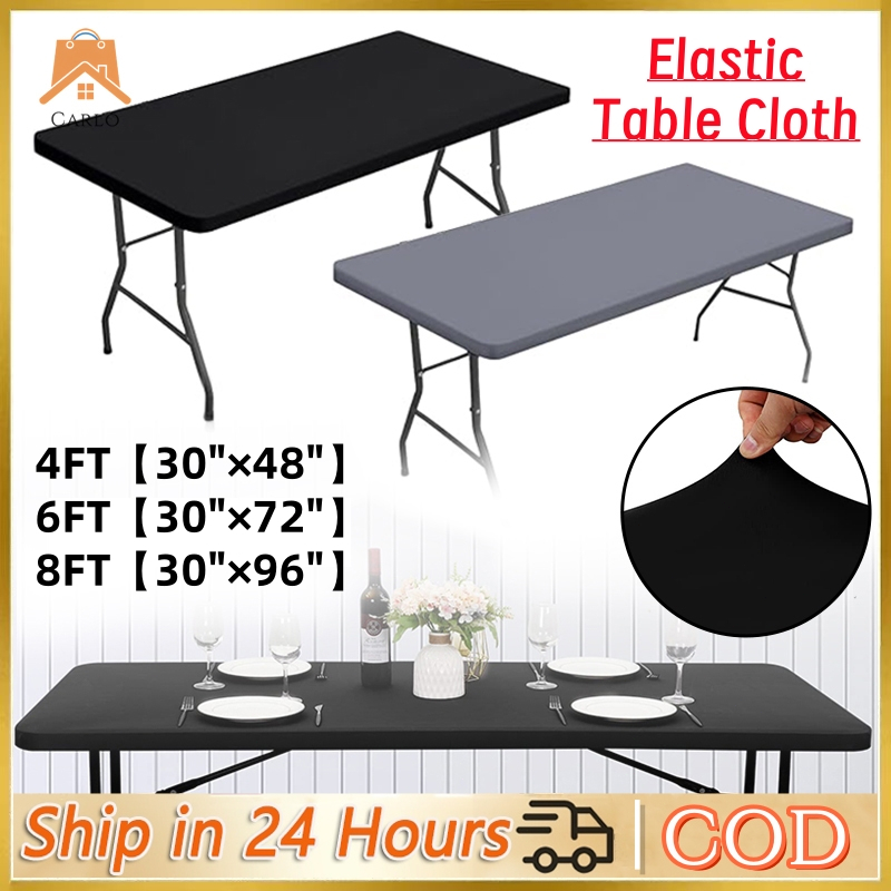 4/6/8Ft Elastic Fabric Rectangle Table Cloth Folding Tables Washable ...
