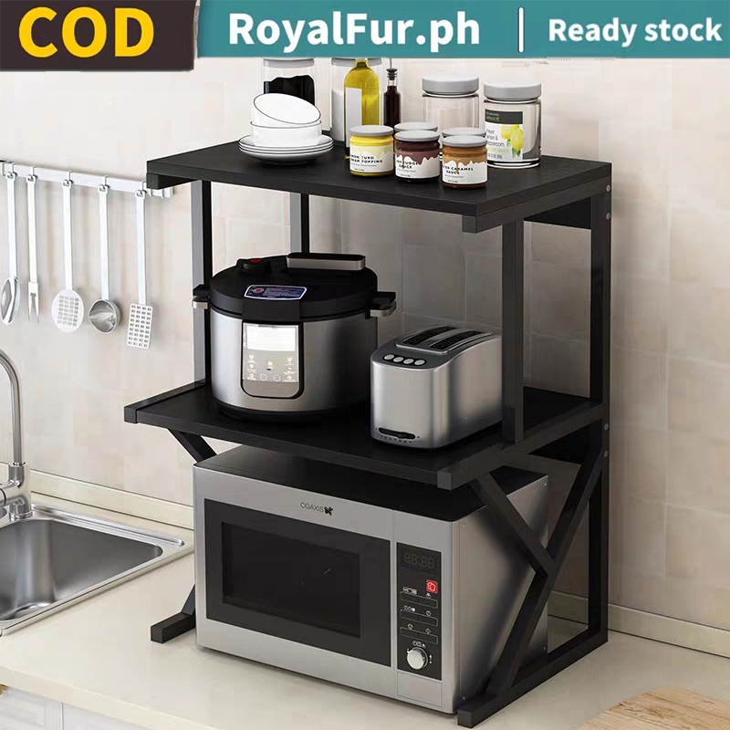 COD 2 Layers Wooden Kitchen Racks Multi-purpose Storage Rack Microwave ...