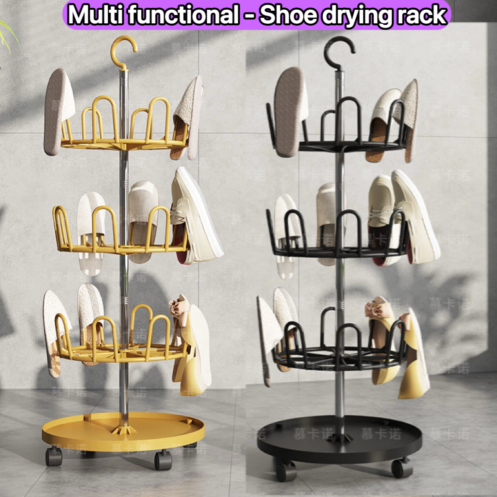 Stainless Steel Rotating Shoe Rack 360 Round Multi-Tier Slippers and ...
