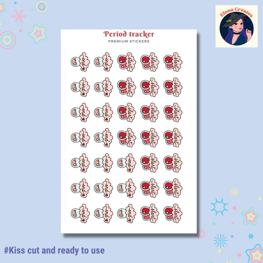 Period Tracker Sticker Sheet For Planners and Journals EC-1022 | Shopee ...