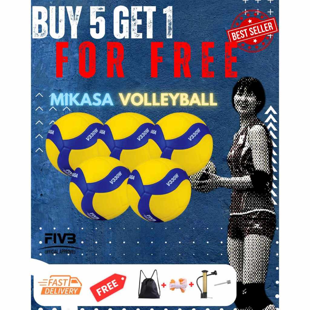 MIKASA V200W V300W V330W Volleyball Ball Buy 5 Get 1 Free Ball | Shopee ...