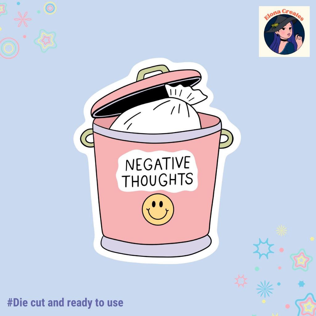 Negative Thoughts Trash Bin Motivational Waterproof Sticker For Laptops ...