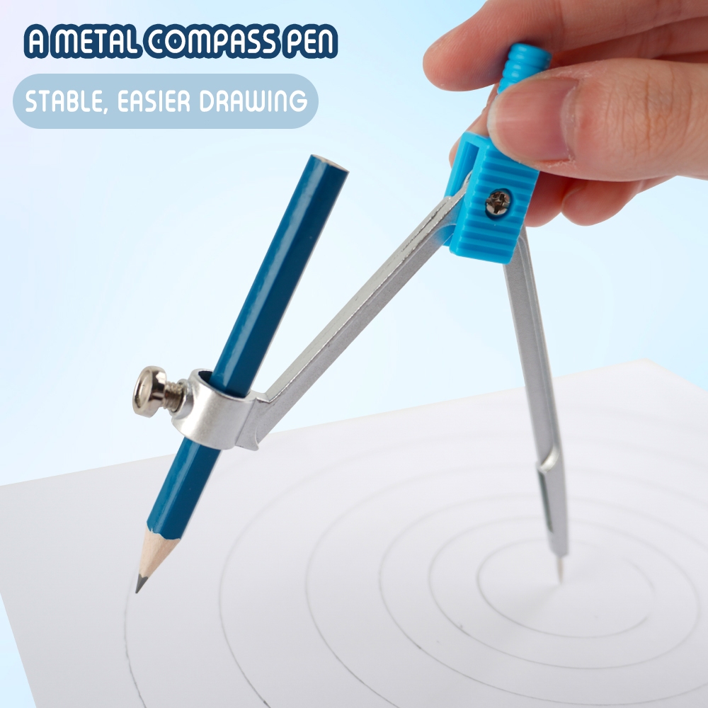 FCI Metal Compass with Pencil Math Circle Exam Drafting Compasses ...