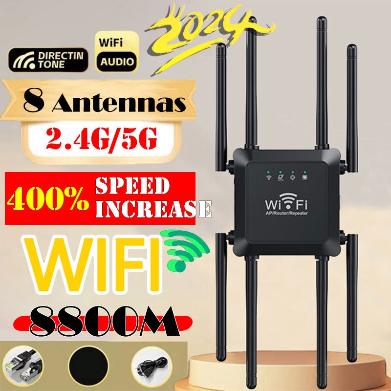 8 Antennas WiFi Repeater 1200Mbps 2.4G/5G 400% speed increase️ Wireless ...