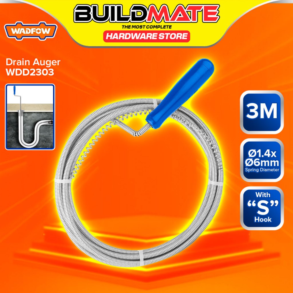 BUILDMATE Wadfow Flexible Spring Drain Auger 6MM / 9MM Wire Sewer ...
