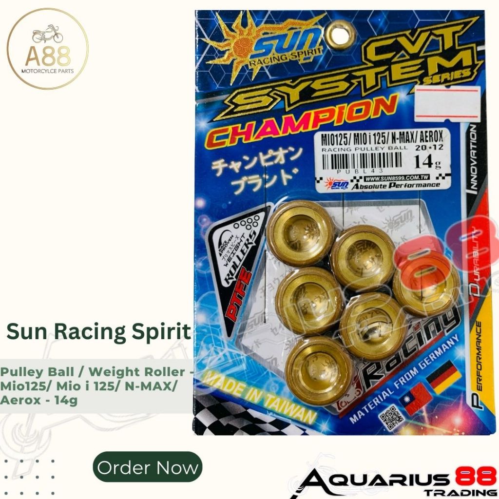 Sun Racing Spirit Pulley Ball / Weight Roller - Mio125 / Mio i125 / N ...