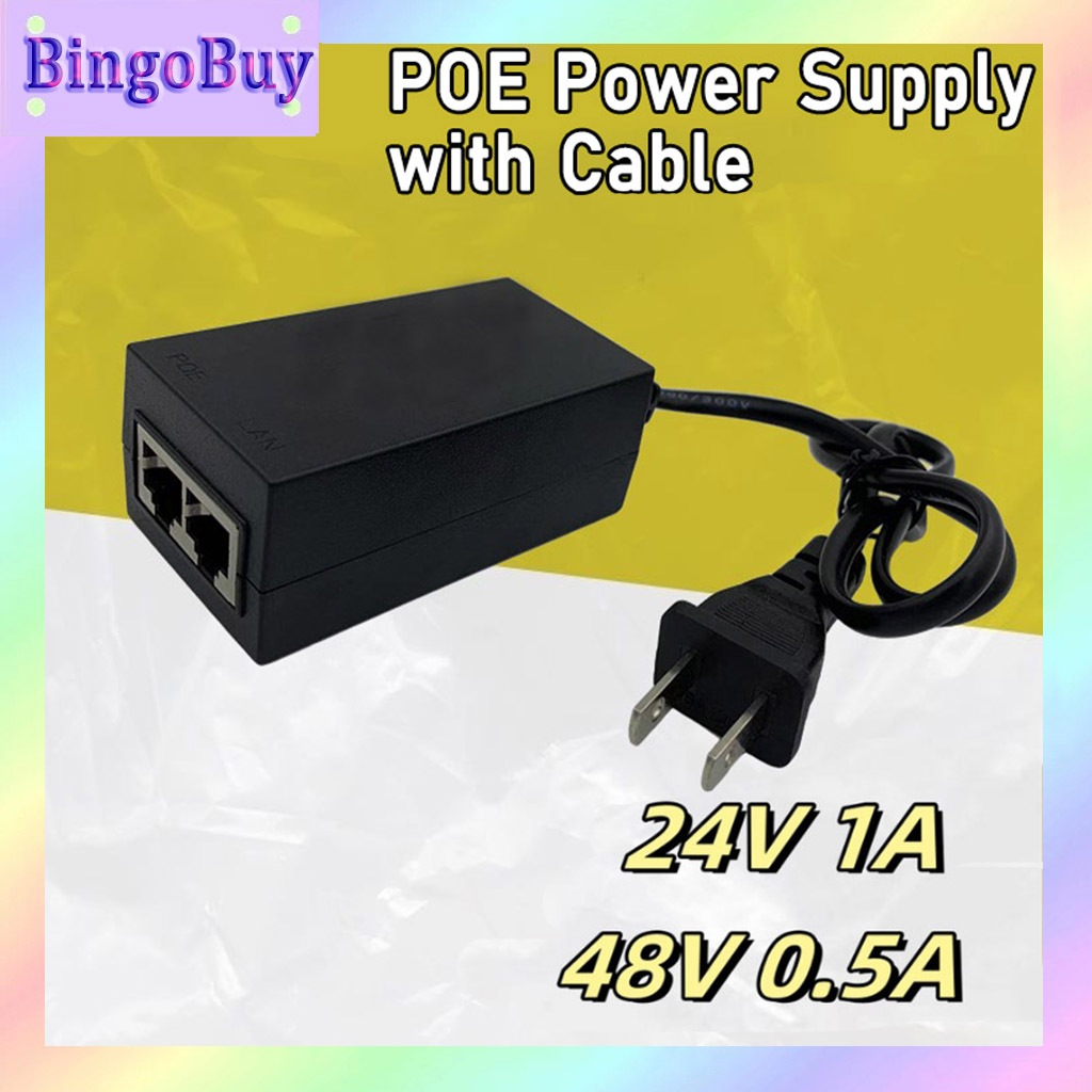 24V 0.5A 24W Desktop POE Power Injector Ethernet Adapter Surveillance ...