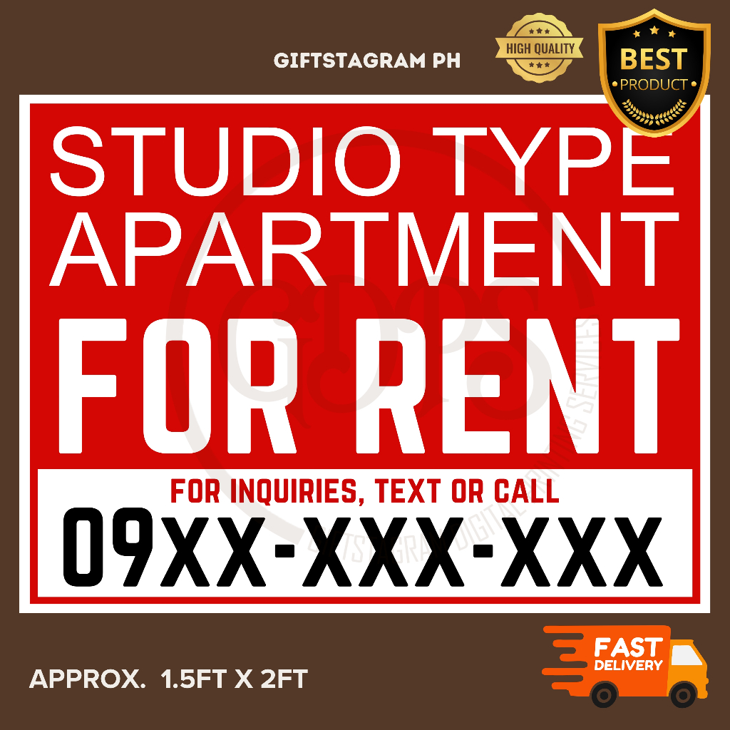 2pcs STUDIO TYPE APARMENT FOR RENT Signage | STUDIO TYPE APARMENT ...