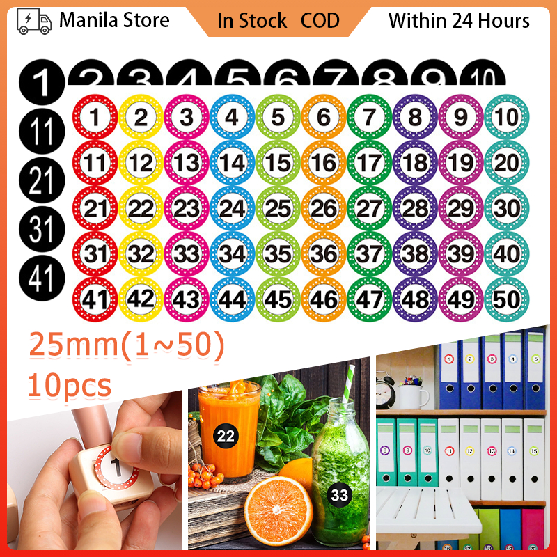 10PCS Consecutive Number Stickers 1-50 Waterproof Labels Number ...