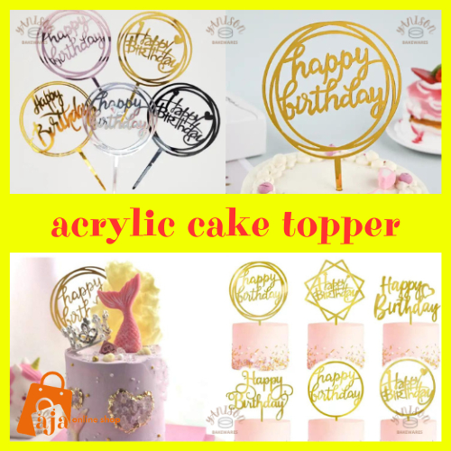Acrylic Gold Cake Topper / Birthday Cake Topper / Happy Birthday Gold ...