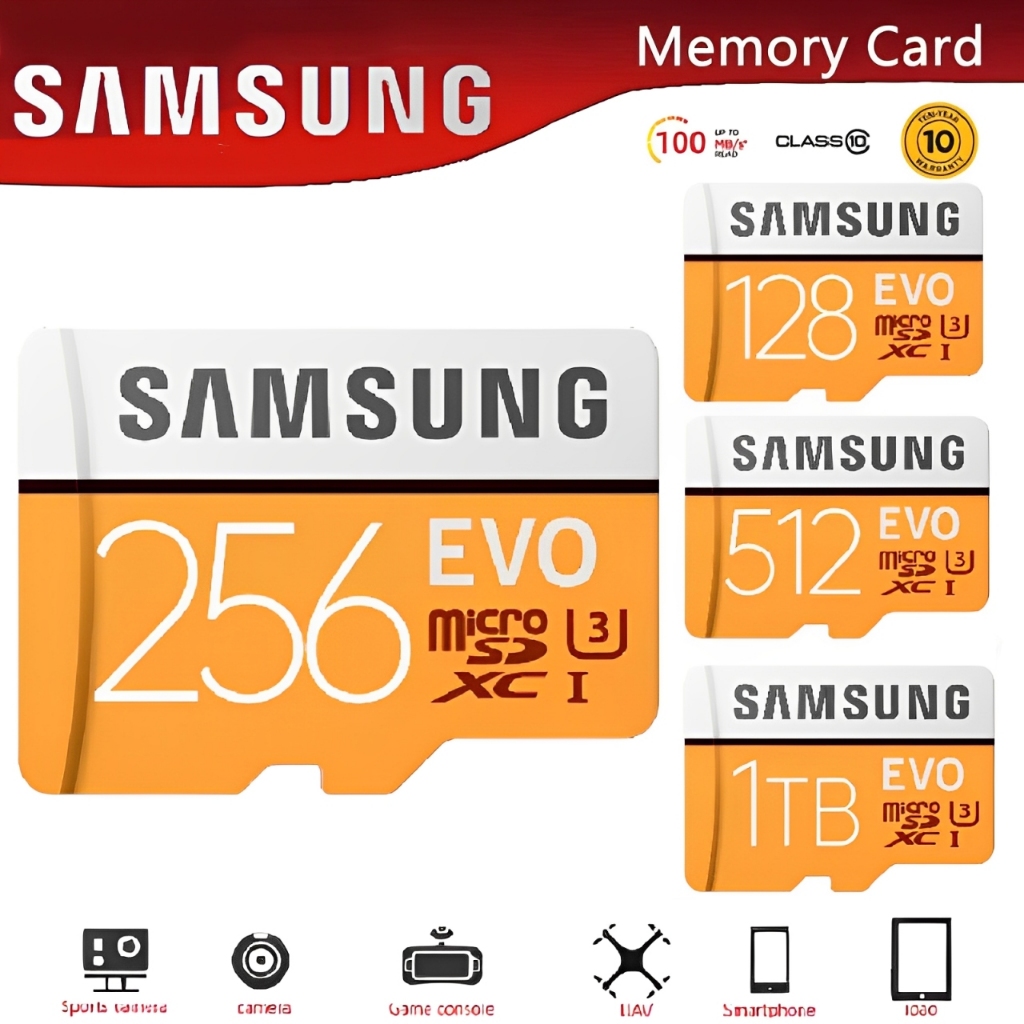 （COD）Samsung Evo 128GB 256GB 512GB 1TB Micro SD Card Class 10 UHS-I U3 ...