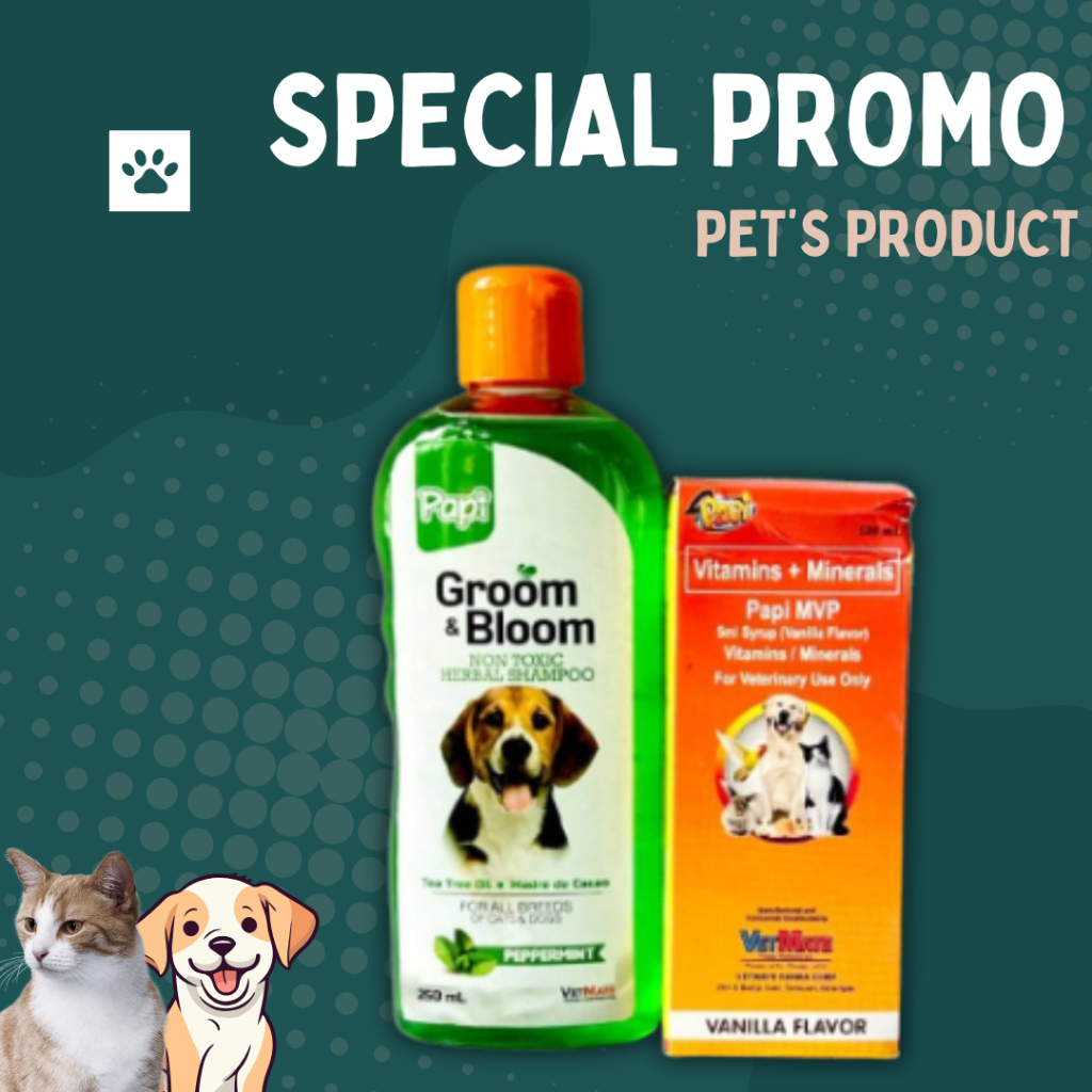 [APS] Special Promo Papi Groom & Bloom Non Toxic 250ml Shampoo And Papi ...