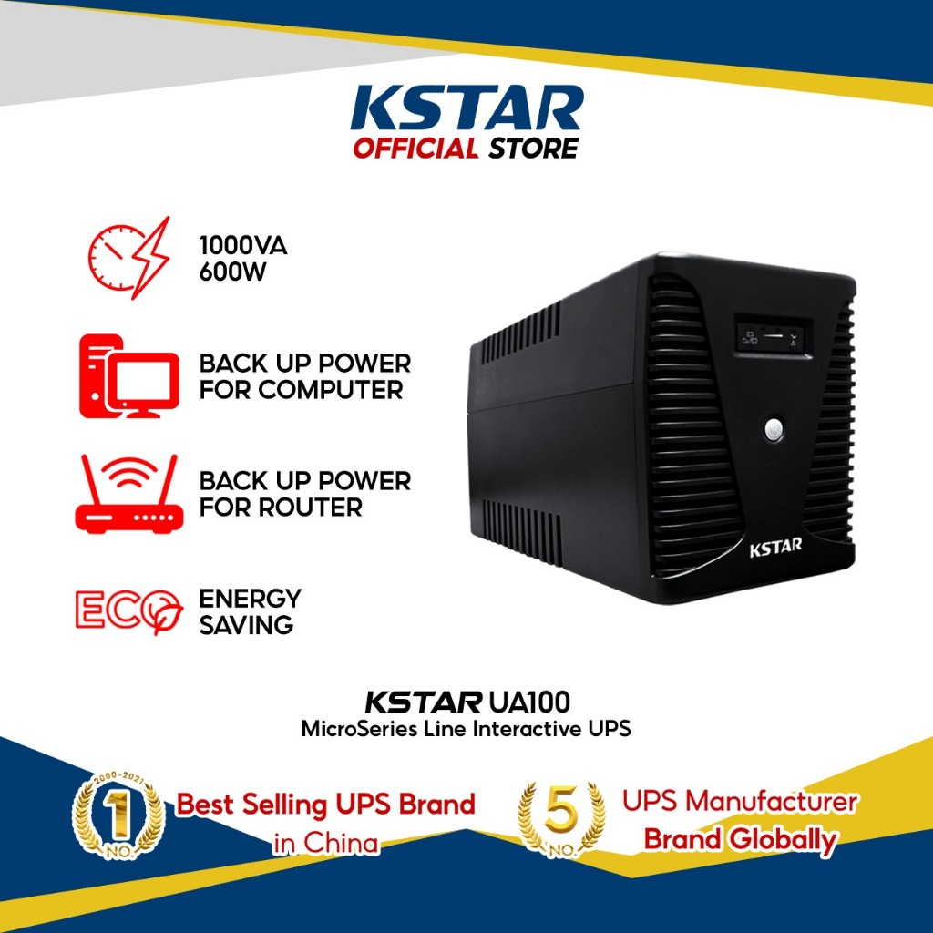Kstar UPS 1000VA-600W Uninterruptible Power Supply, Micro 1000 UA100, 4 ...