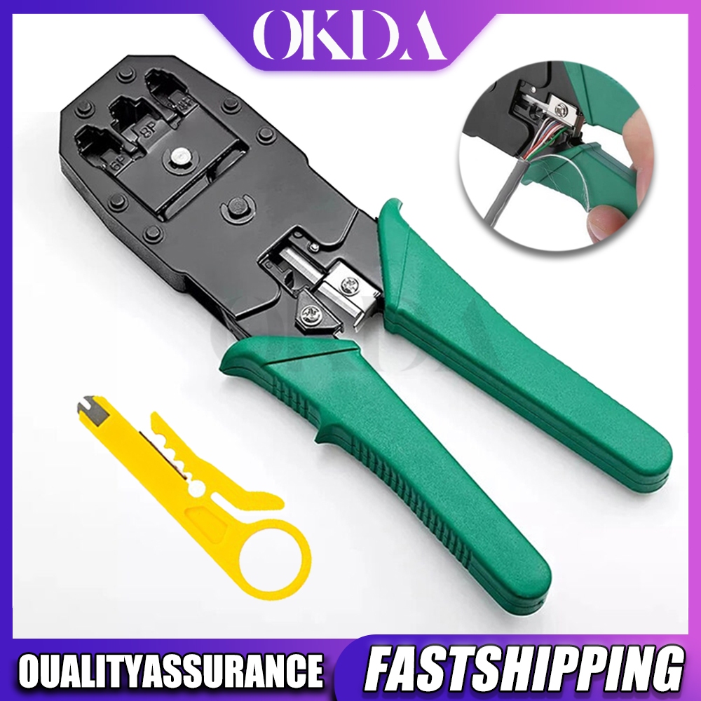 OKDA RJ45 Network Pressure Wire Clamping Tool for RJ11 RJ12 4P 6P 8P ...