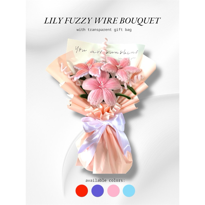 3in1 Lily Flowers Fuzzy Wire Bouquet | Shopee Philippines