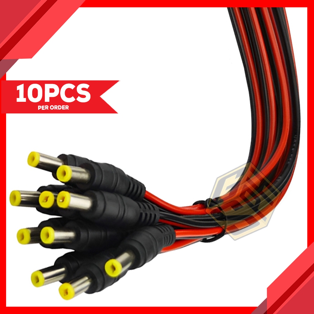 GS 10PCS 5.5×2.1mm Male DC Power Pigtail Plug Lead Cable for CCTV ...