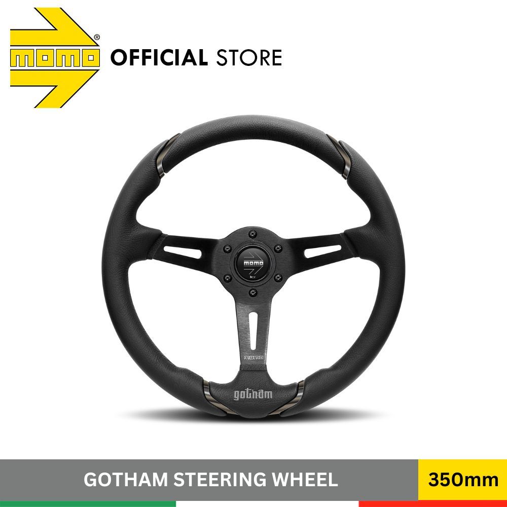 Momo Gotham Steering Wheel 350 mm - Black Leather/Black Spokes main image 1