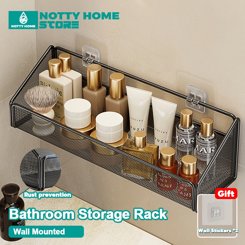NOTTY Bathroom Storage Rack Wall Mounted Anti-Rust Shelf Bathroom ...
