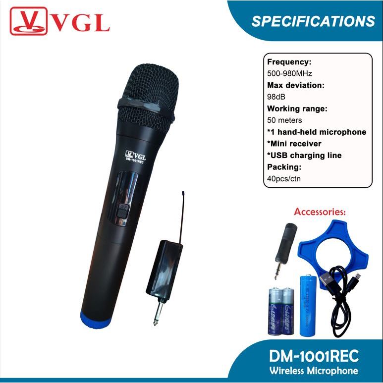 VGL WIRELESS MICROPHONE ( DM 1001REC ) | Shopee Philippines