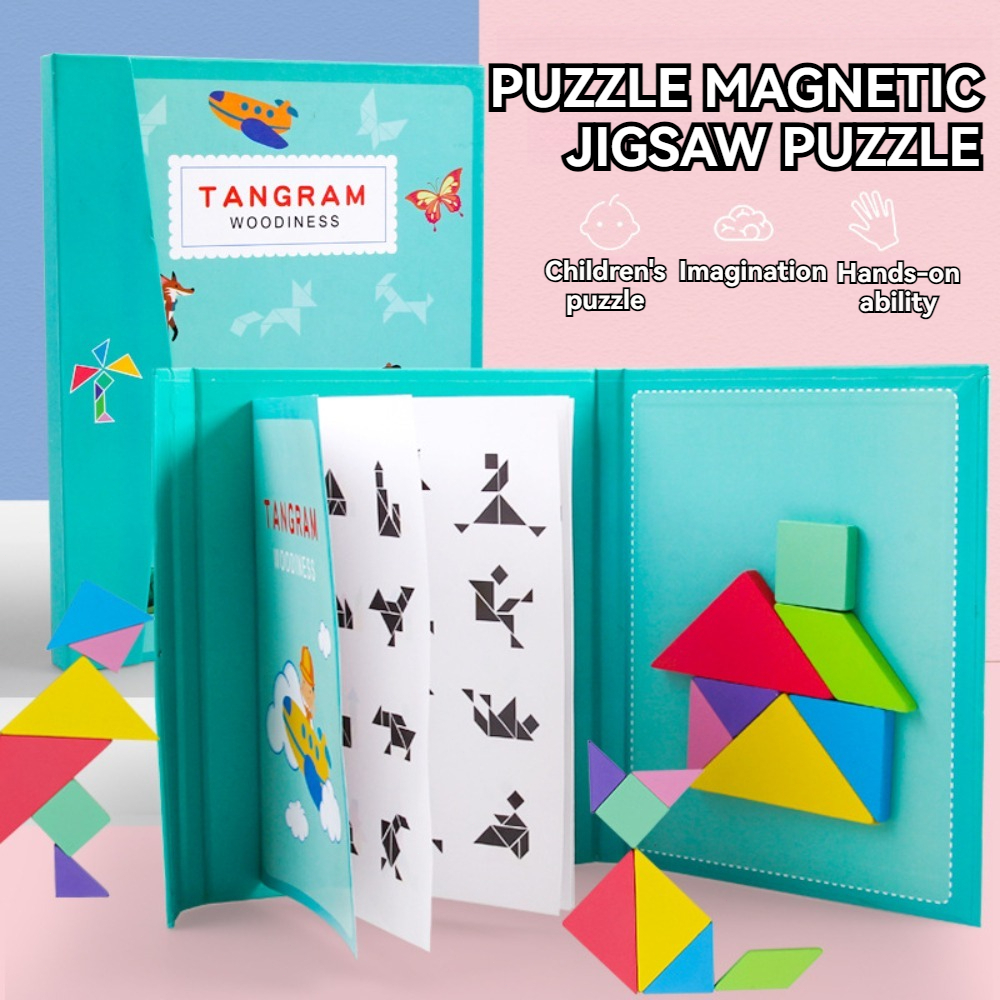 Kids Magnetic 3D Puzzle Geometric Shape Tangram Jigsaw Montessori IQ ...