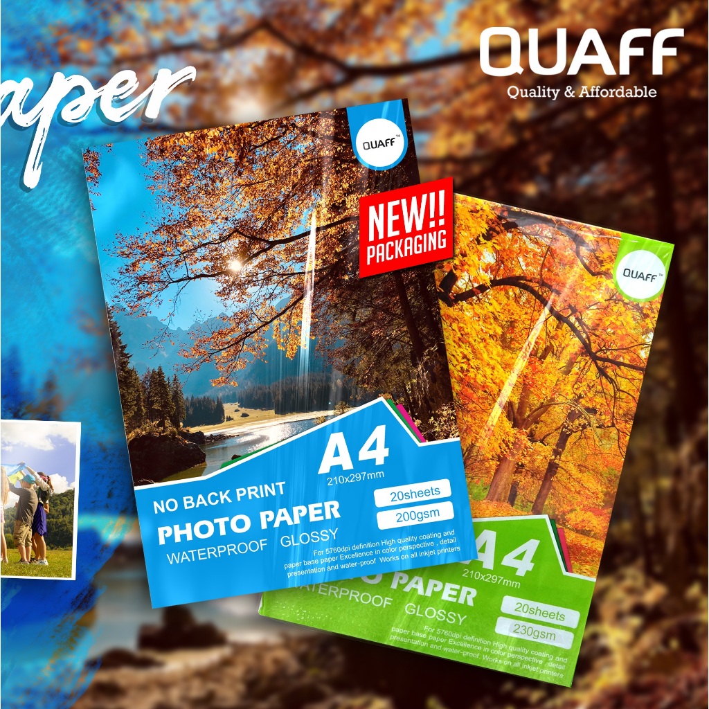 No Back Print Glossy Photo Paper A4 20 Sheets Quaff Brand | Shopee ...