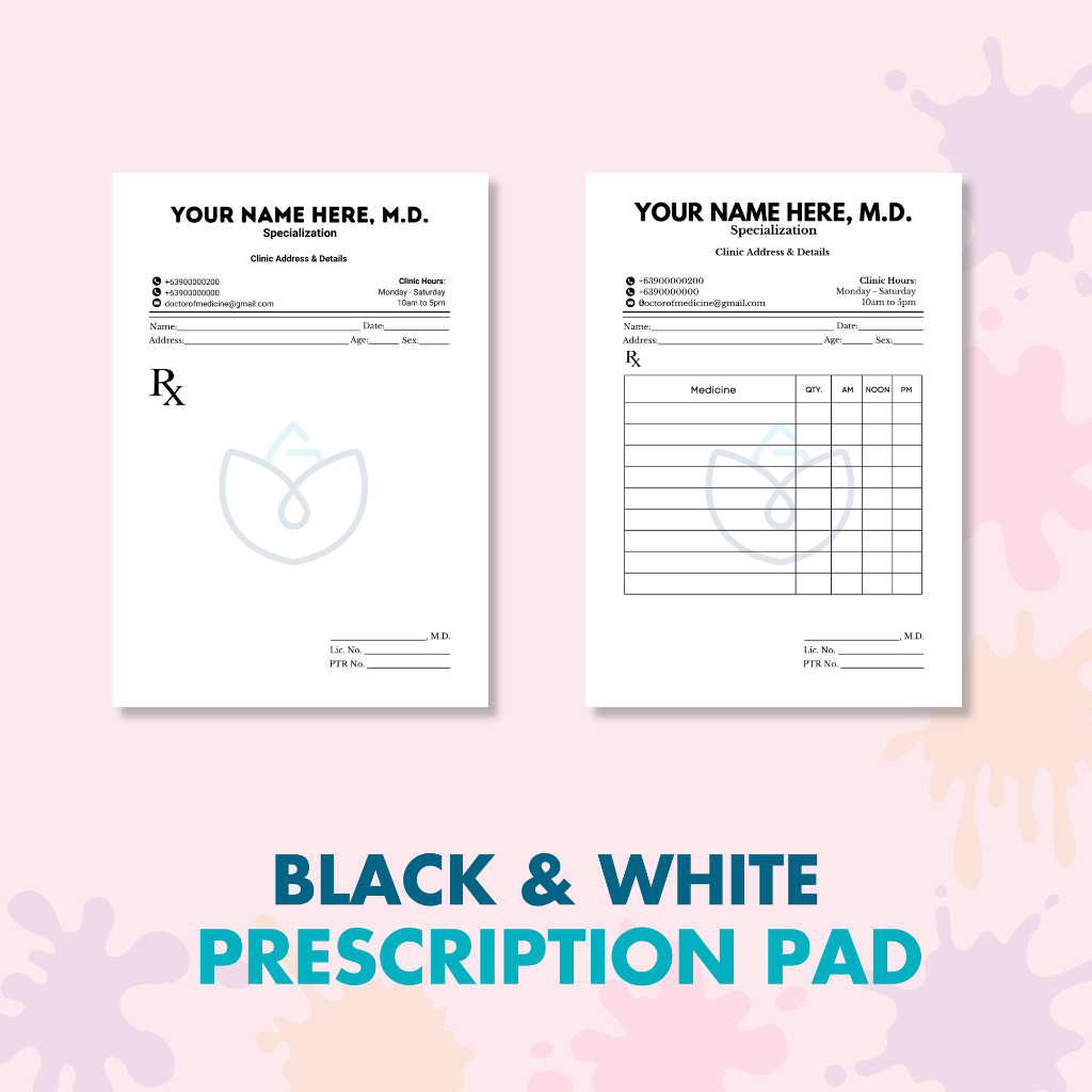 Customizable Prescription/Rx Pad - B/W | Shopee Philippines