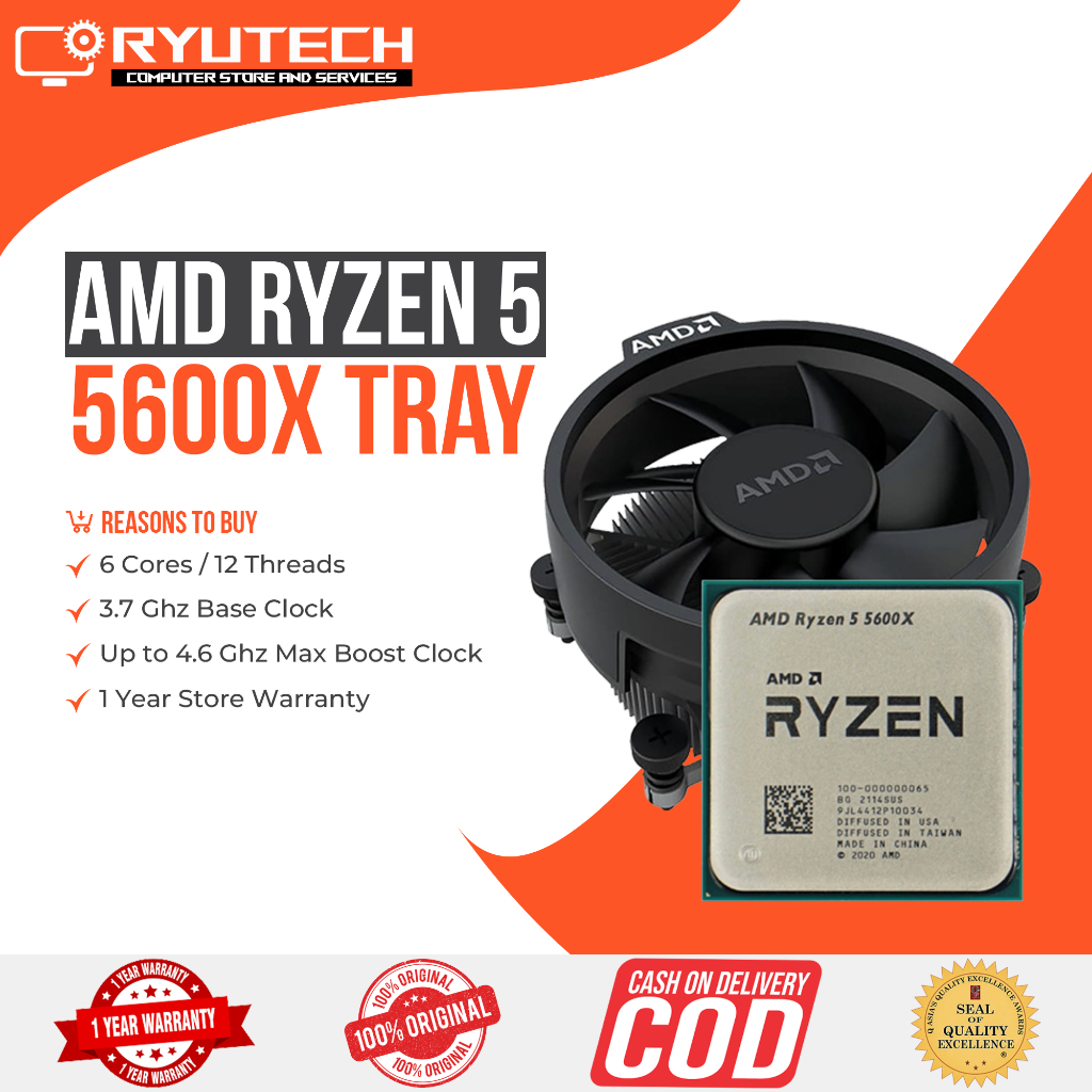 Bộ vi xử lý AMD Ryzen 5 5600X / 3.7 GHz Boost 4.6 GHz / 6 Core 12 Thread /35MB/ AM4- Hàng chính