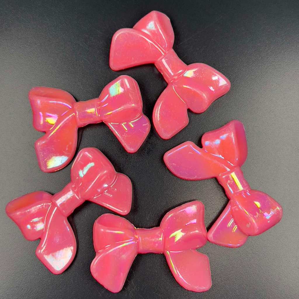 Veeds 5 Pcs Big Ribbon Hot Pink Bead 30mm Pastel Rainbow DIY Beads Art ...