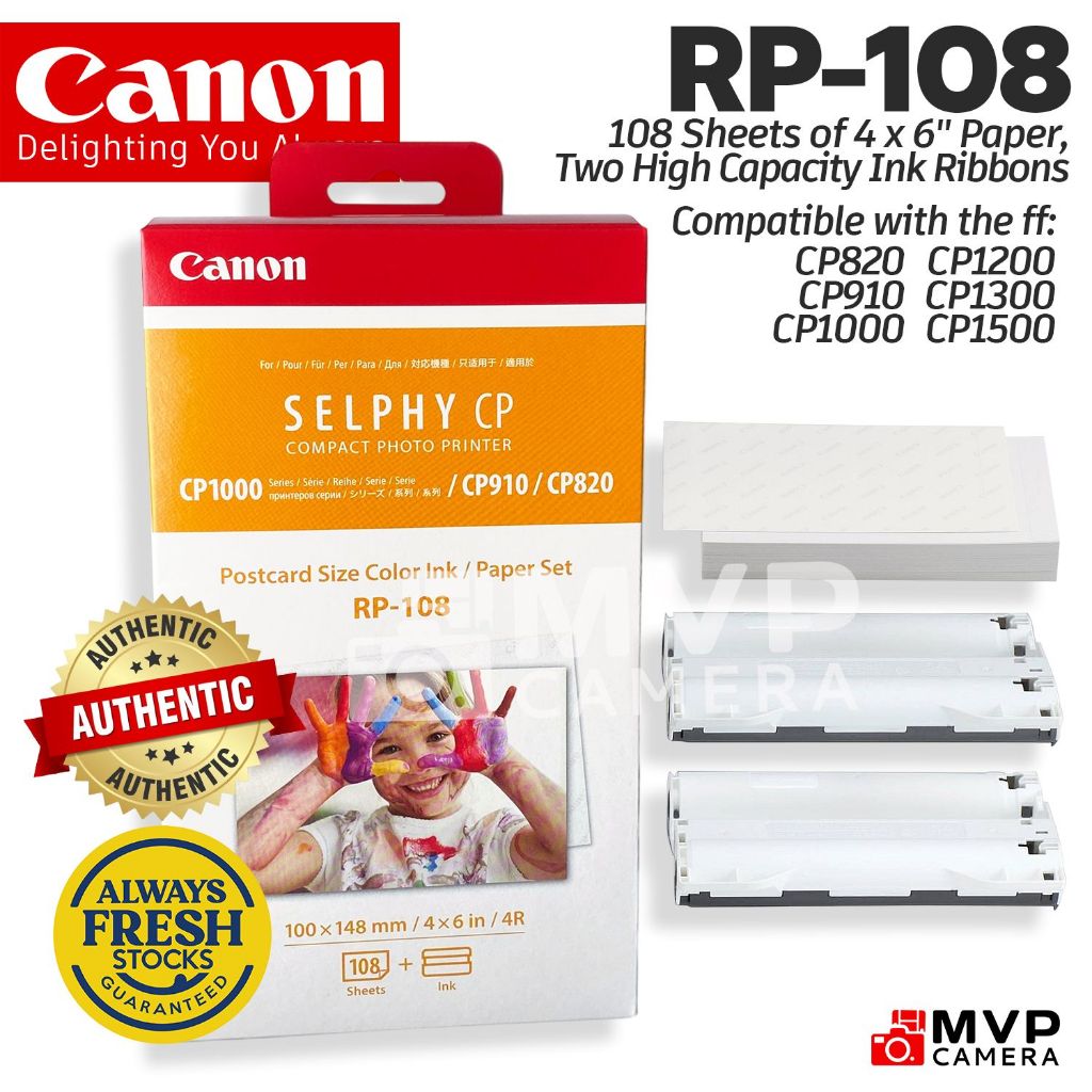 Canon RP-108 RP108 RP 108 High Capacity Color Ink Paper Set KP108IN ...