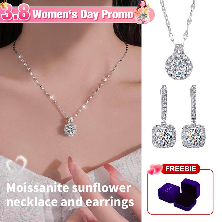 LOZT moissanite 925 silver necklace and earrings for women original itali  jewelry Diamond Necklace